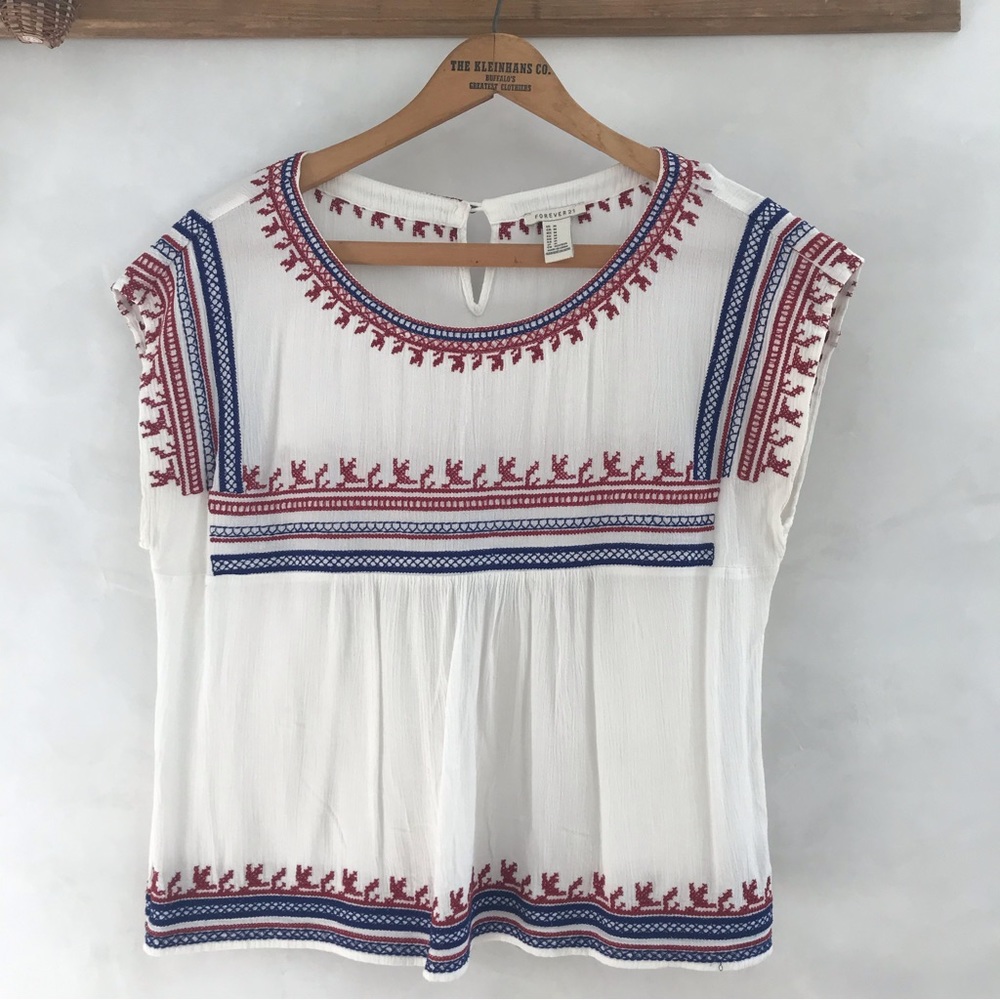 Embroidered Peasant Top
